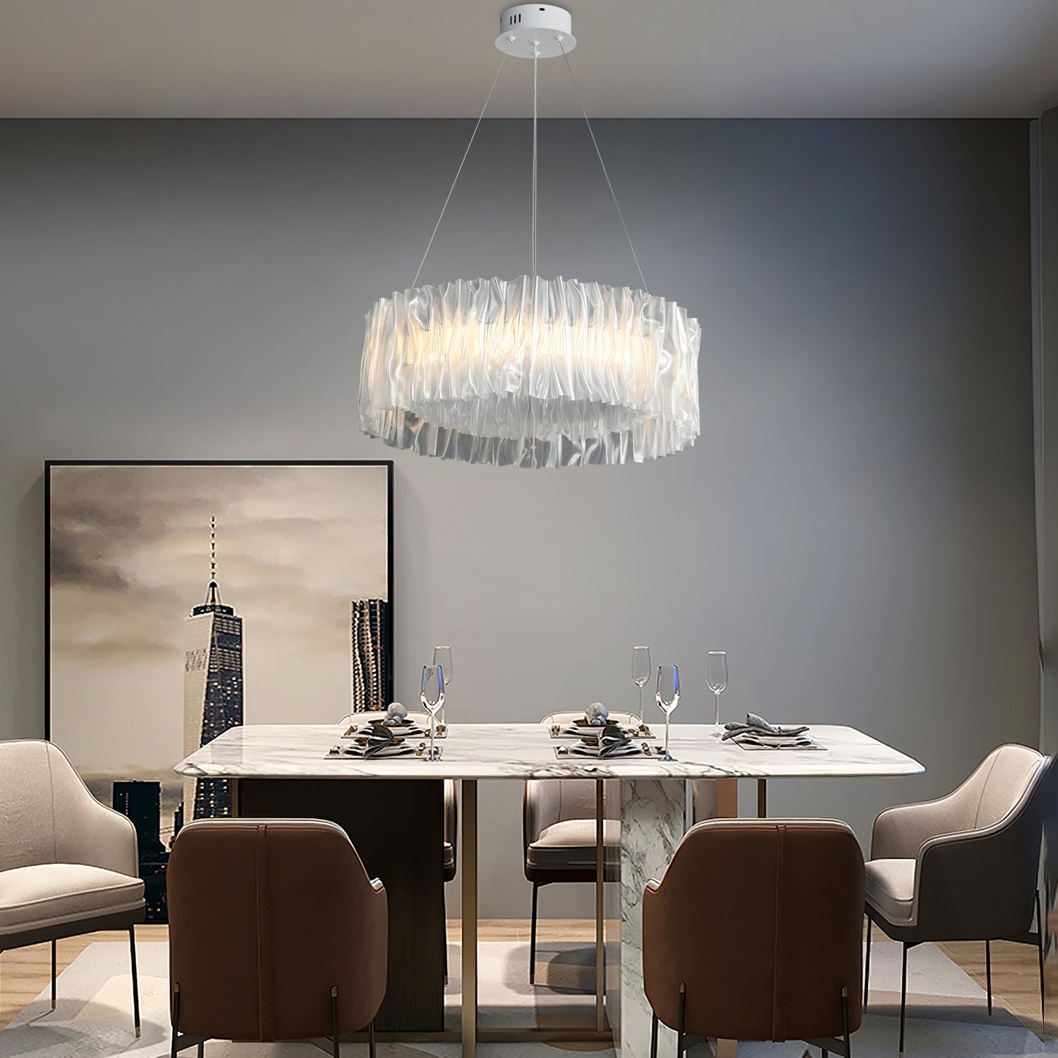 Accordeon Chandeliers - SilverWave Pendant Light