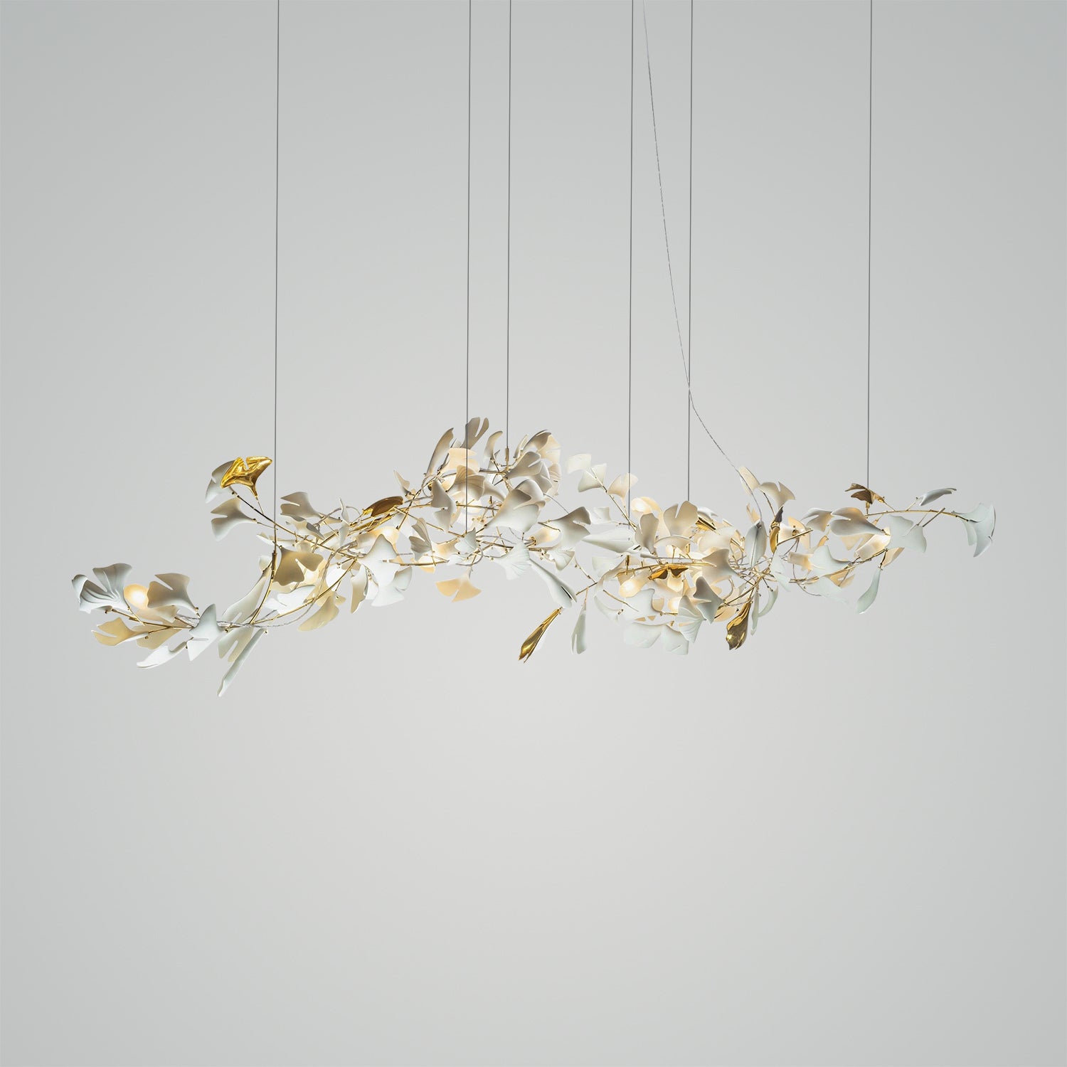 Gold White Leaves Combination Gingko Chandeliers