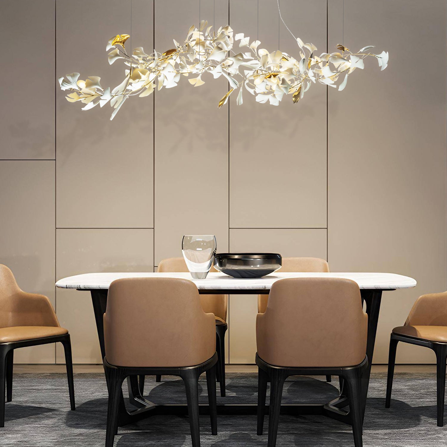 Gold White Leaves Combination Gingko Chandeliers