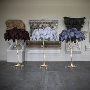 Ostrich Feather Brass Floor Lamp