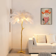 Ostrich Feather Brass Floor Lamp