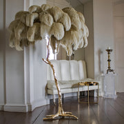 Ostrich Feather Brass Floor Lamp