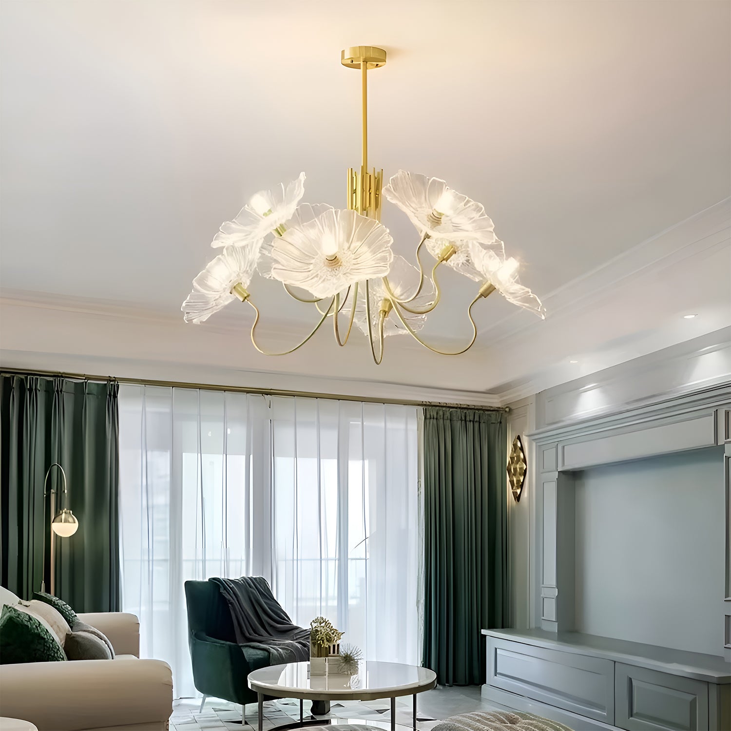 Lotus Leaf Glass Chandelier