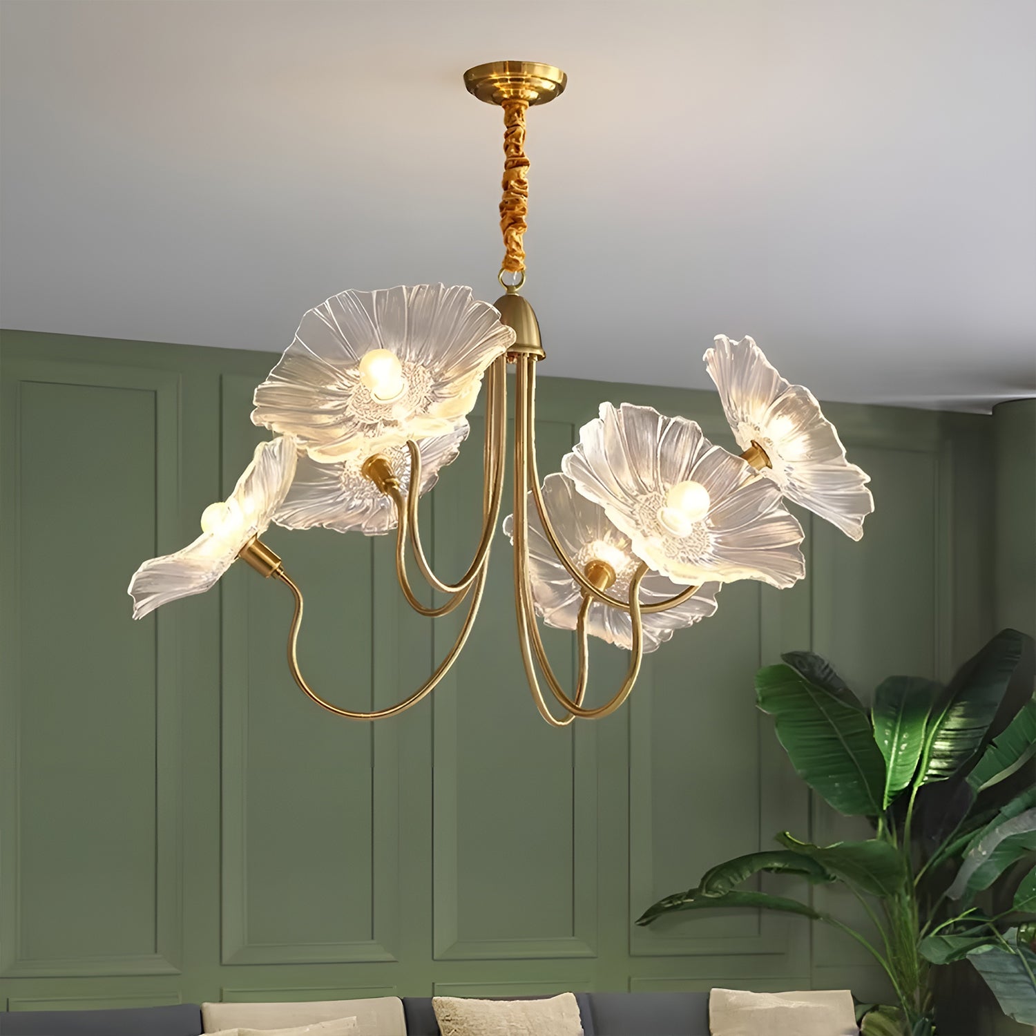 Lotus Leaf Glass Chandelier