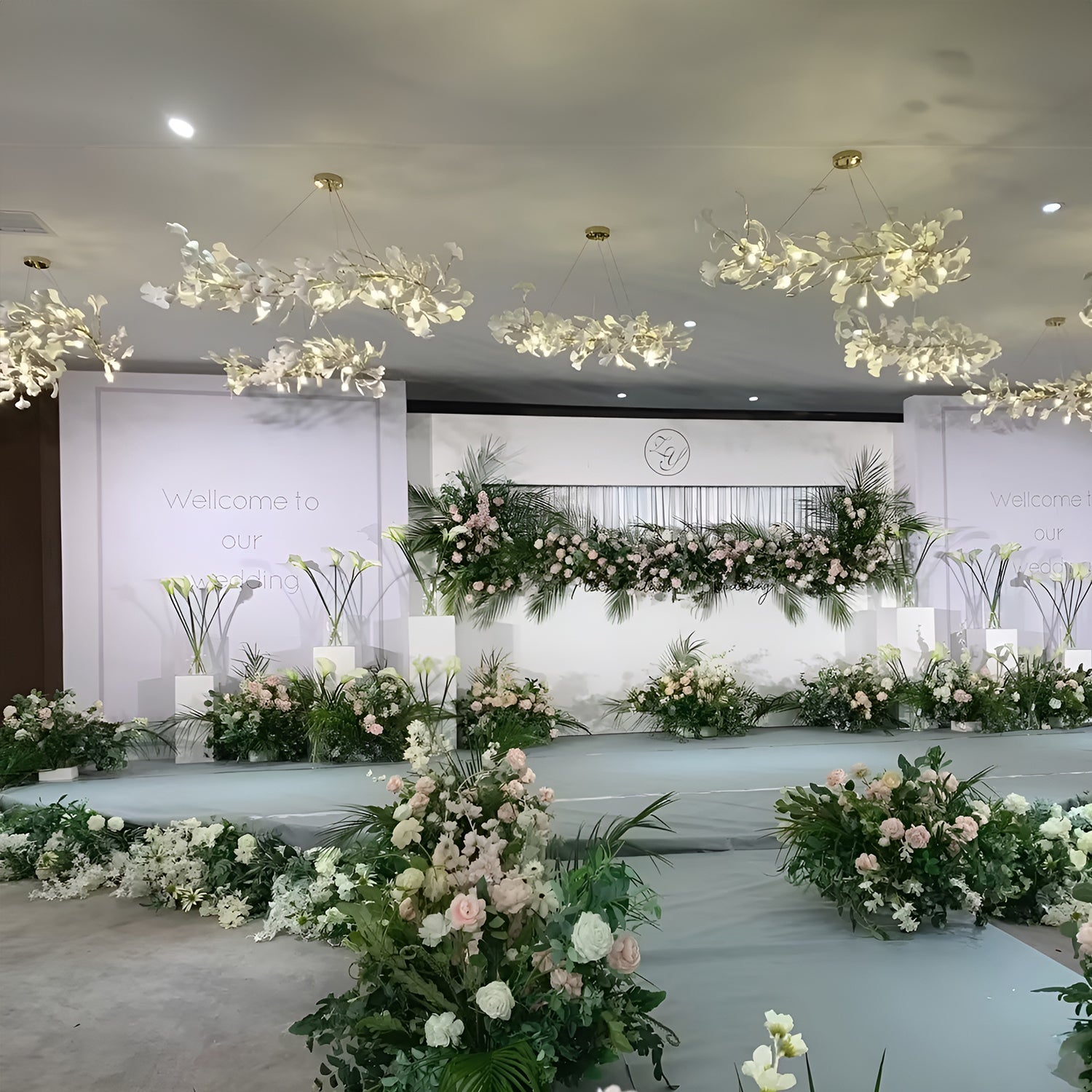 Gold White Leaves Combination Gingko Chandeliers