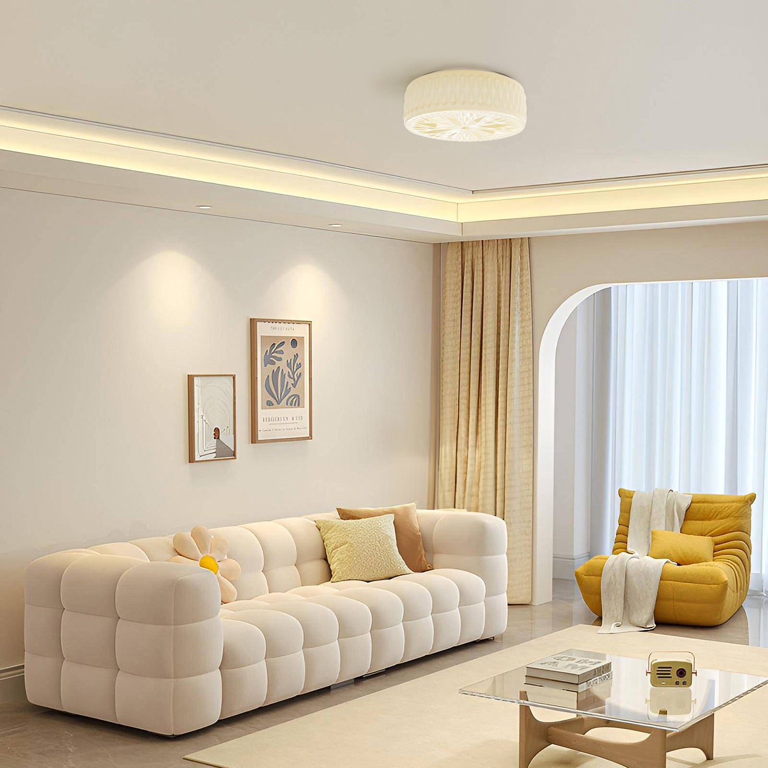 Beige Crystal Elegance Ceiling Light