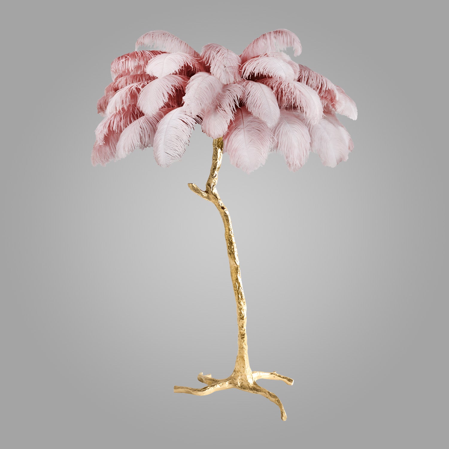 Ostrich Feather Brass Floor Lamp_LD007