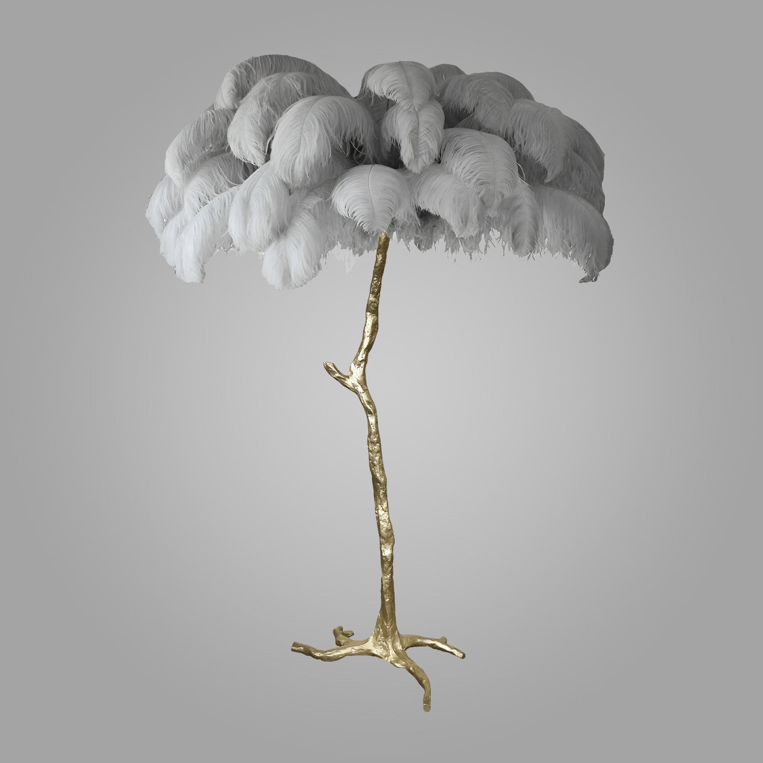 Ostrich Feather Brass Floor Lamp_LD008