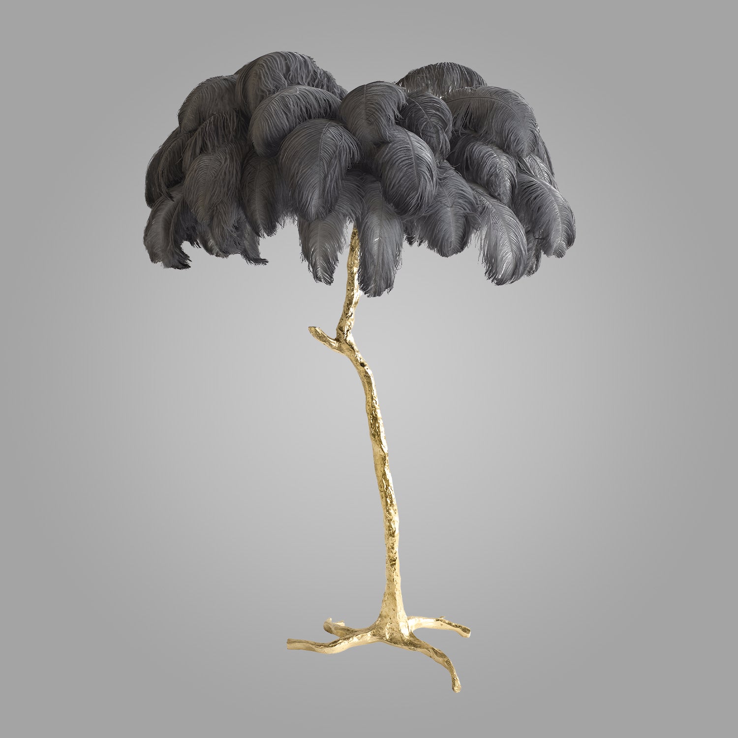 Ostrich Feather Brass Floor Lamp_LD010