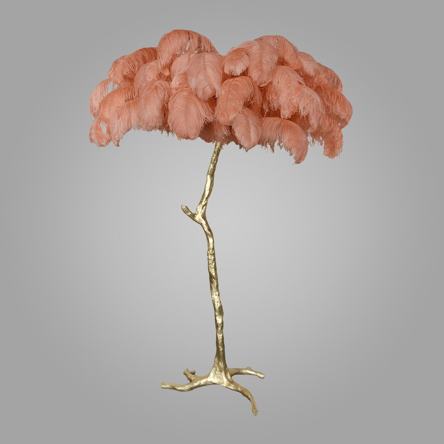 Ostrich Feather Brass Floor Lamp_LD012