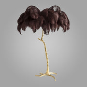 Ostrich Feather Brass Floor Lamp_LD013