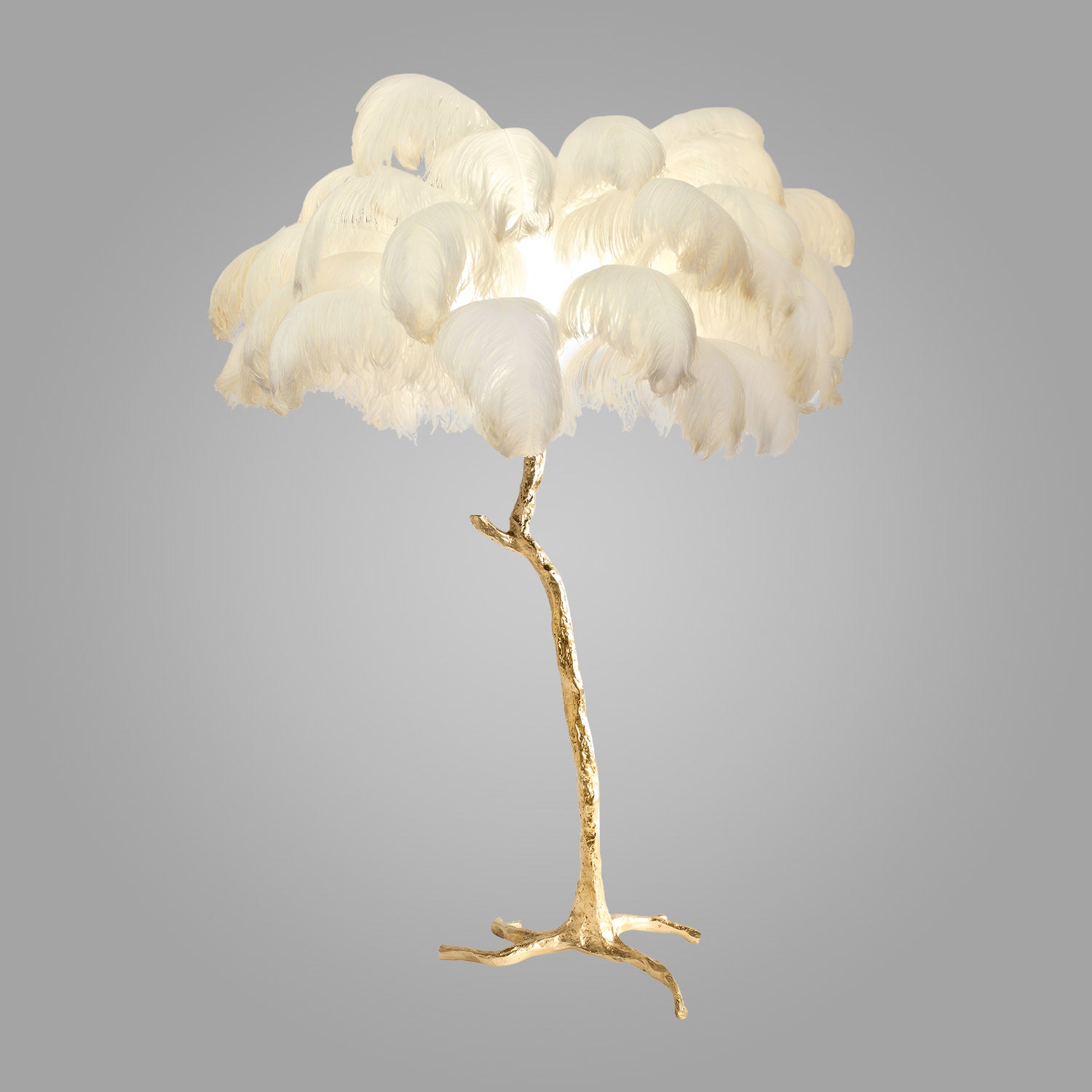 Ostrich Feather Brass Floor Lamp_LD015