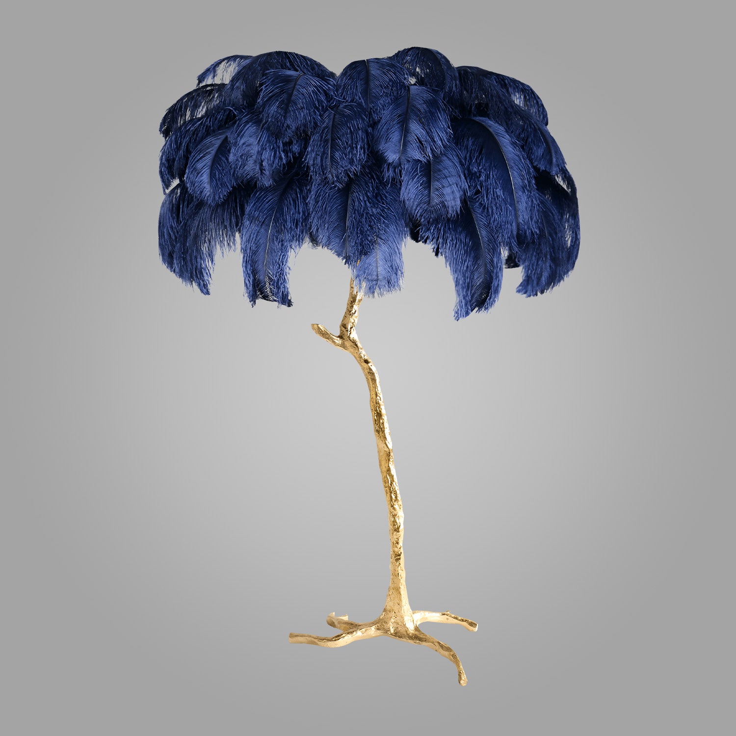 Ostrich Feather Brass Floor Lamp_LD016