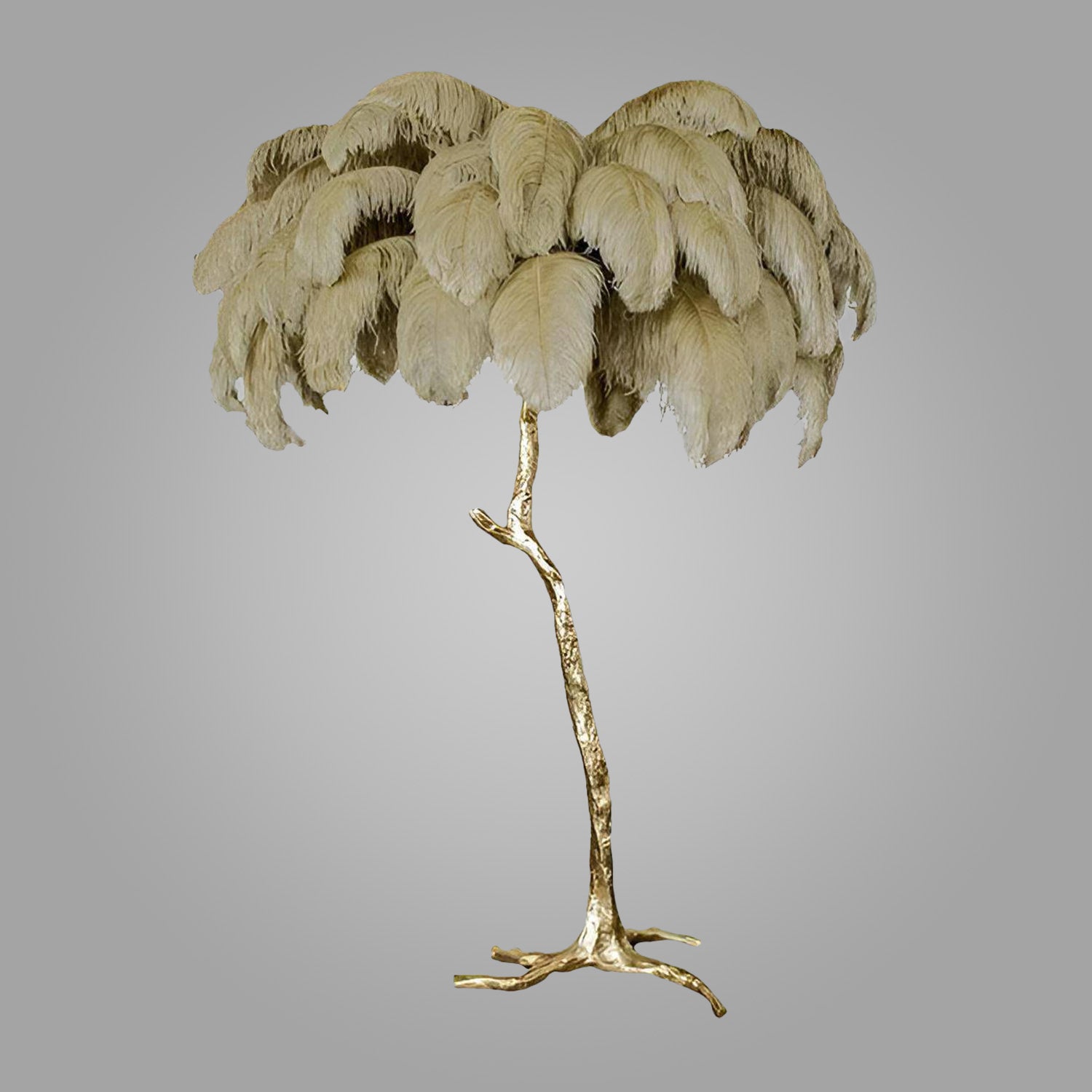 Ostrich Feather Brass Floor Lamp_LD017