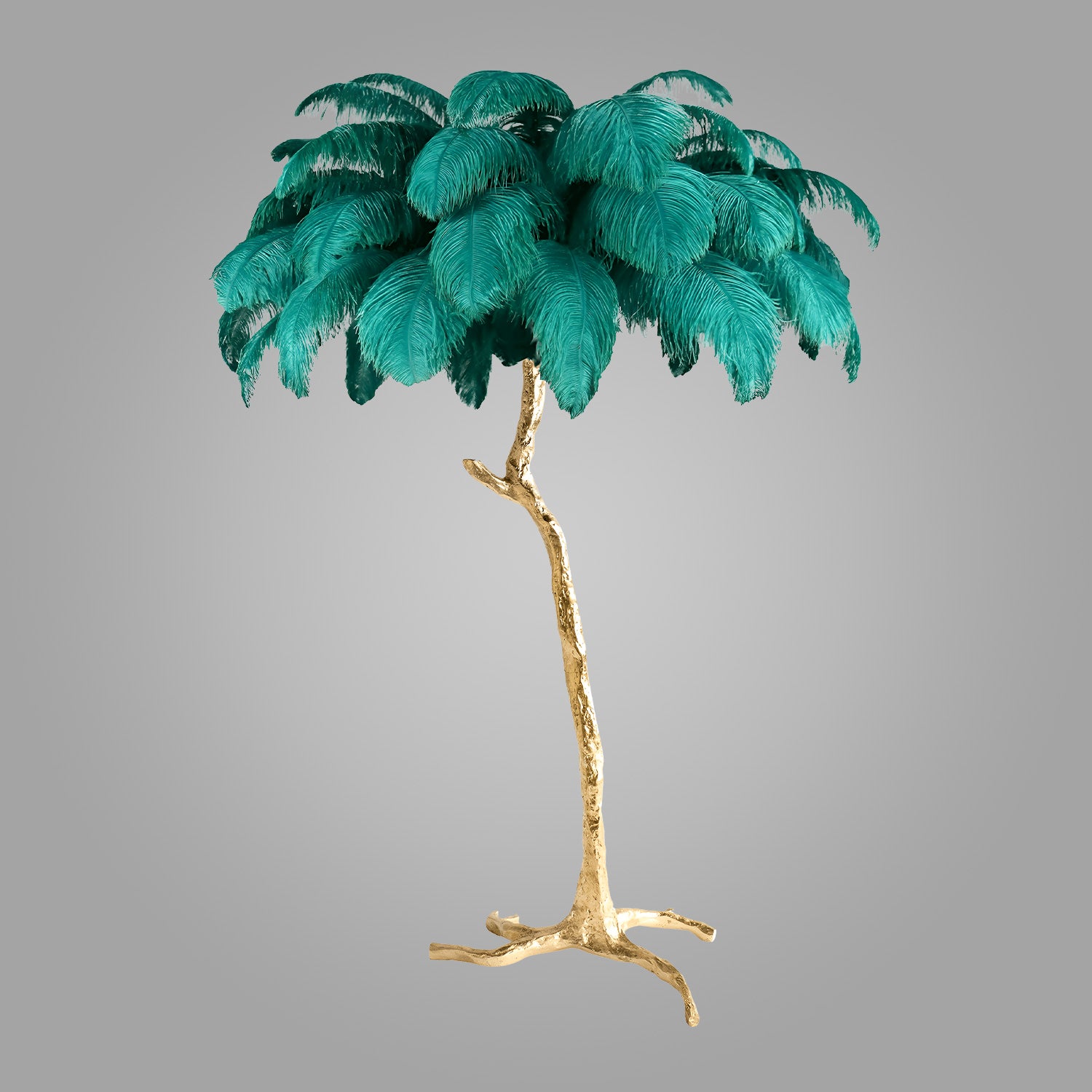 Ostrich Feather Brass Floor Lamp_LD019