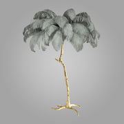 Ostrich Feather Brass Floor Lamp_LD020