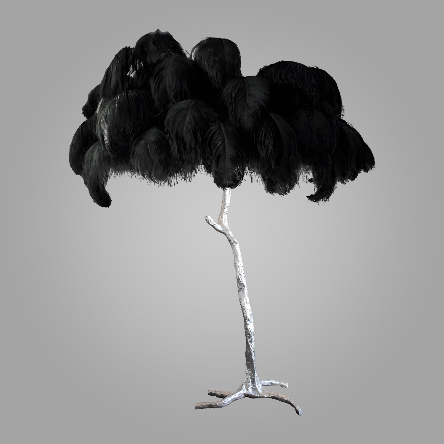 Ostrich Feather Brass Floor Lamp_LD022