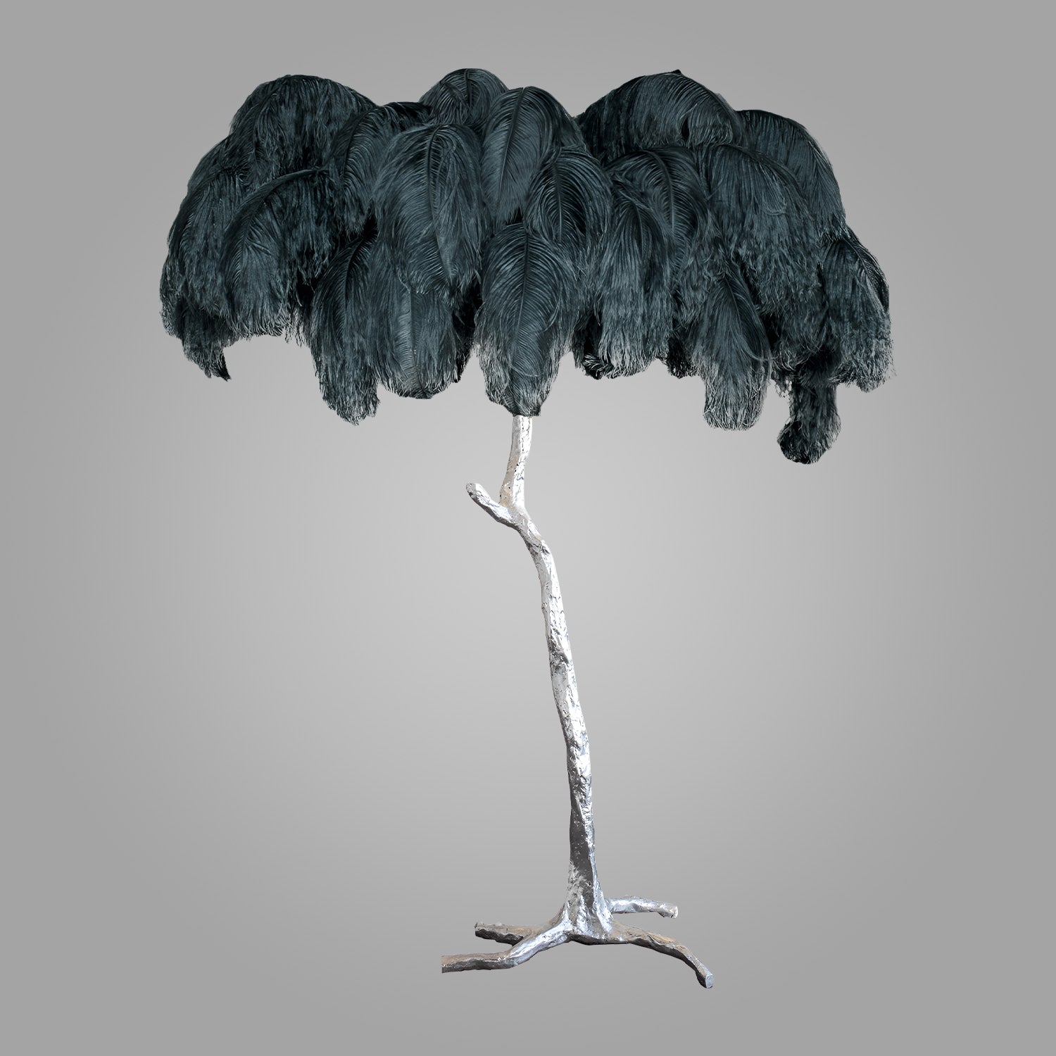 Ostrich Feather Brass Floor Lamp_LD023