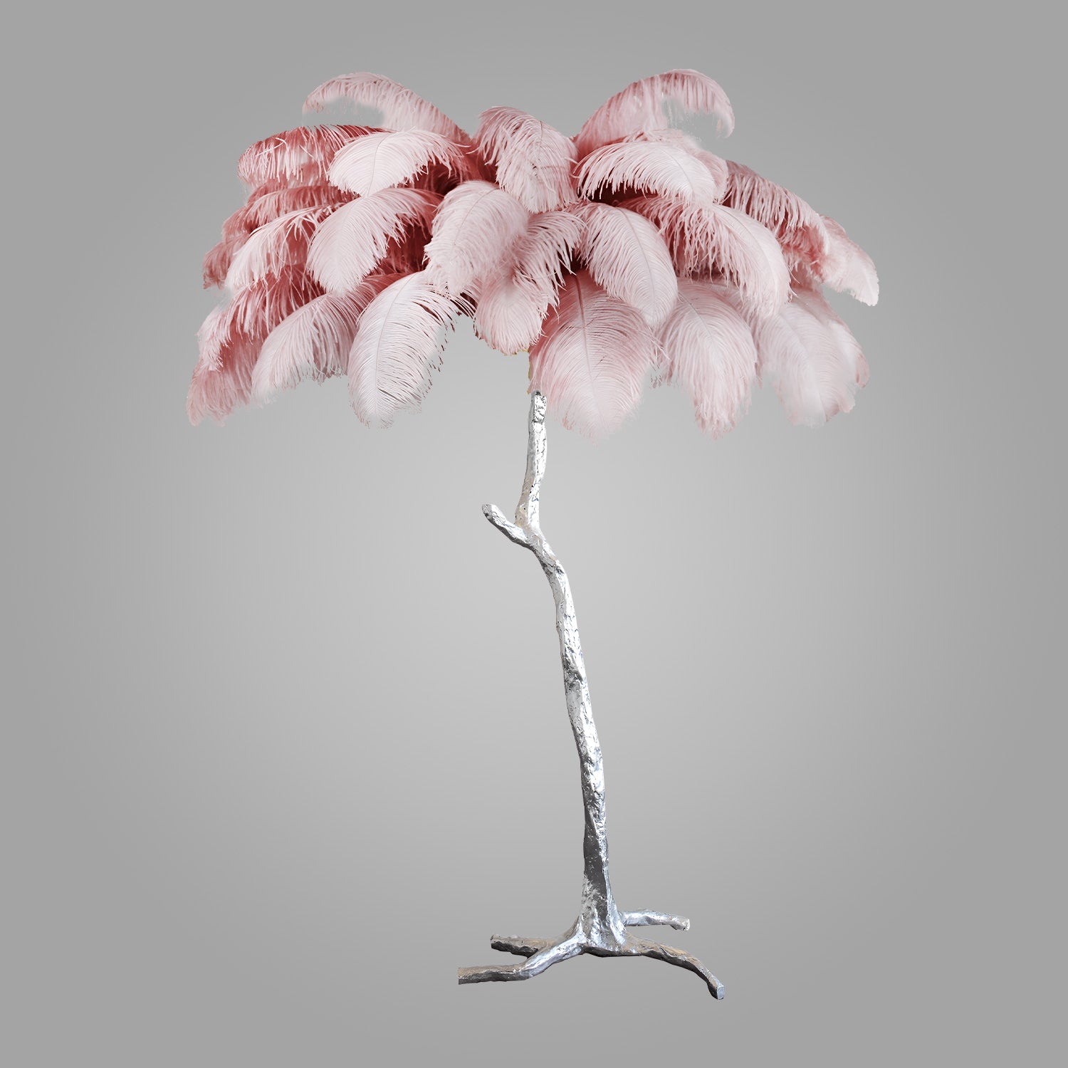 Ostrich Feather Brass Floor Lamp_LD024