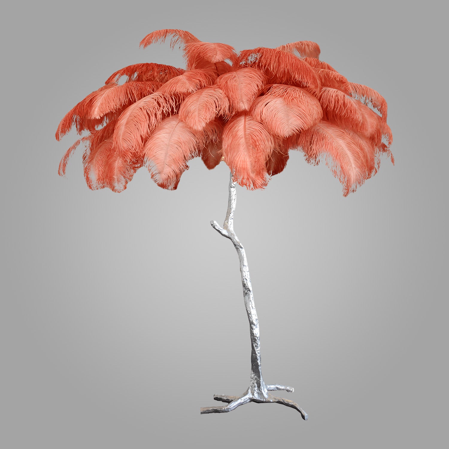 Ostrich Feather Brass Floor Lamp_LD026