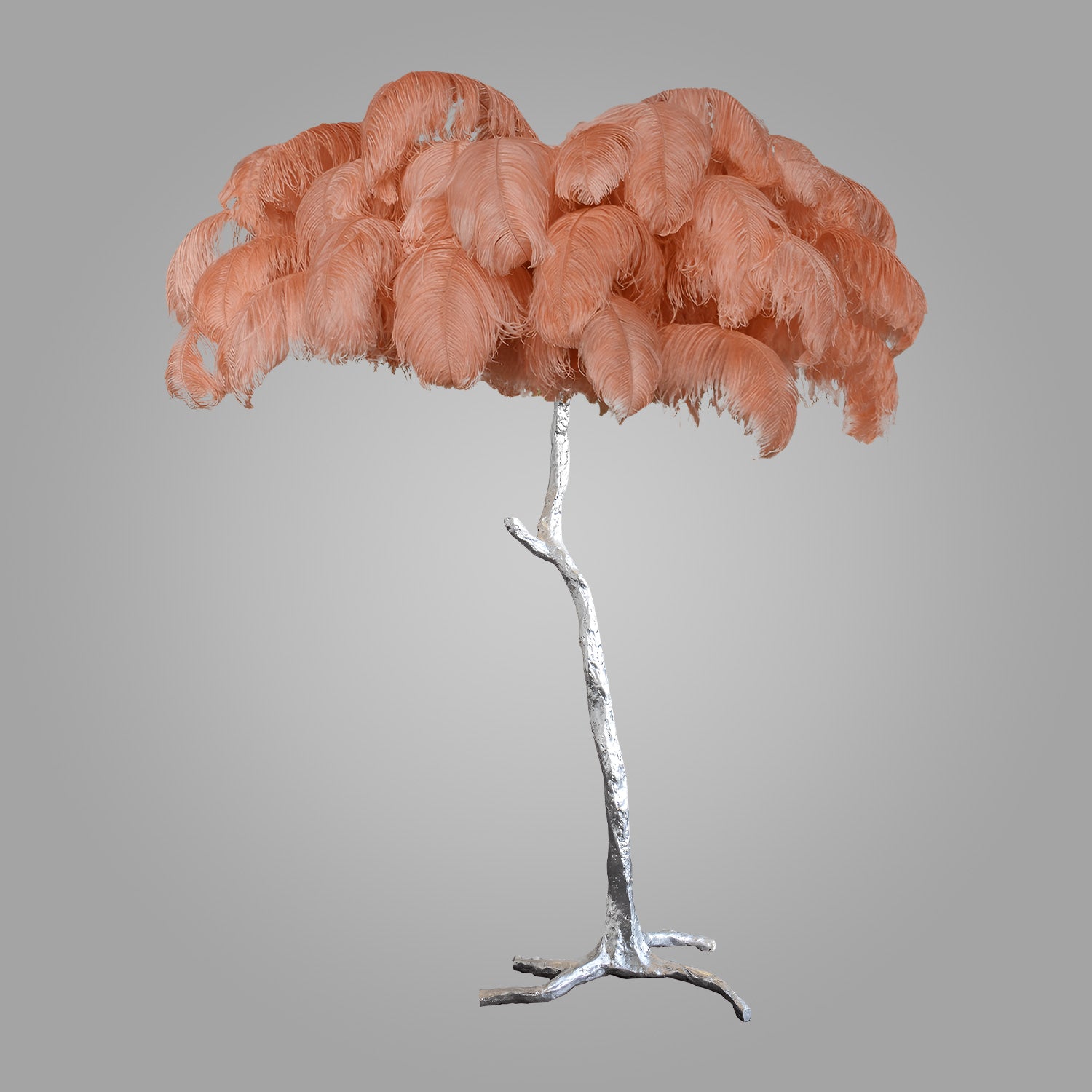 Ostrich Feather Brass Floor Lamp_LD029