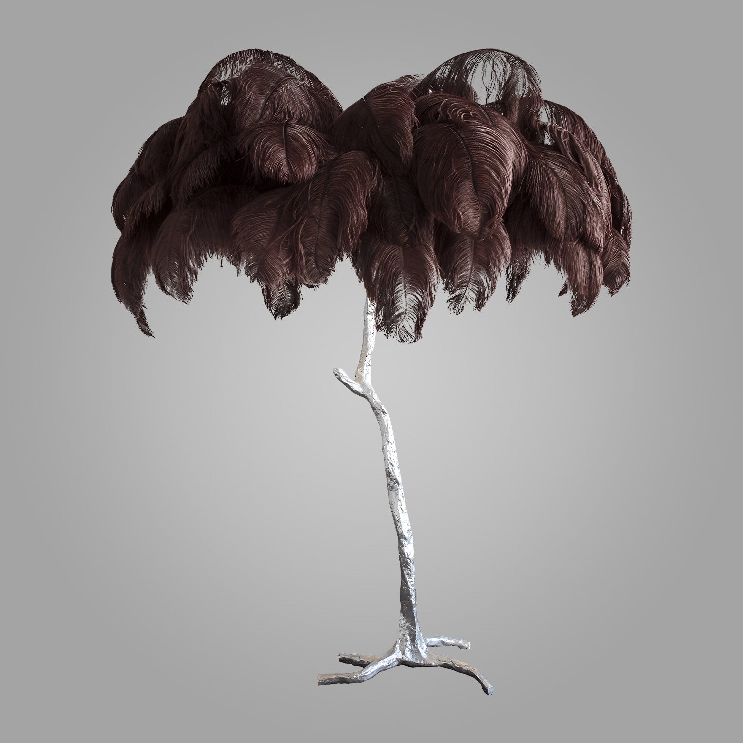 Ostrich Feather Brass Floor Lamp_LD030