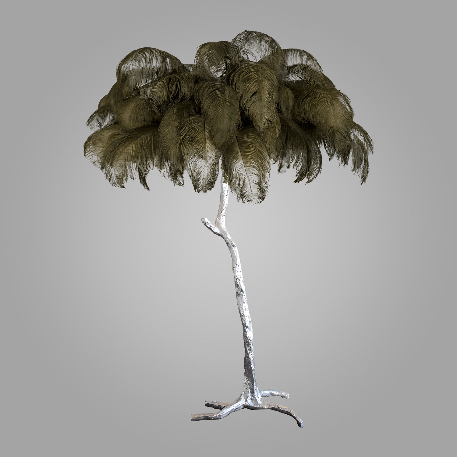 Ostrich Feather Brass Floor Lamp_LD031