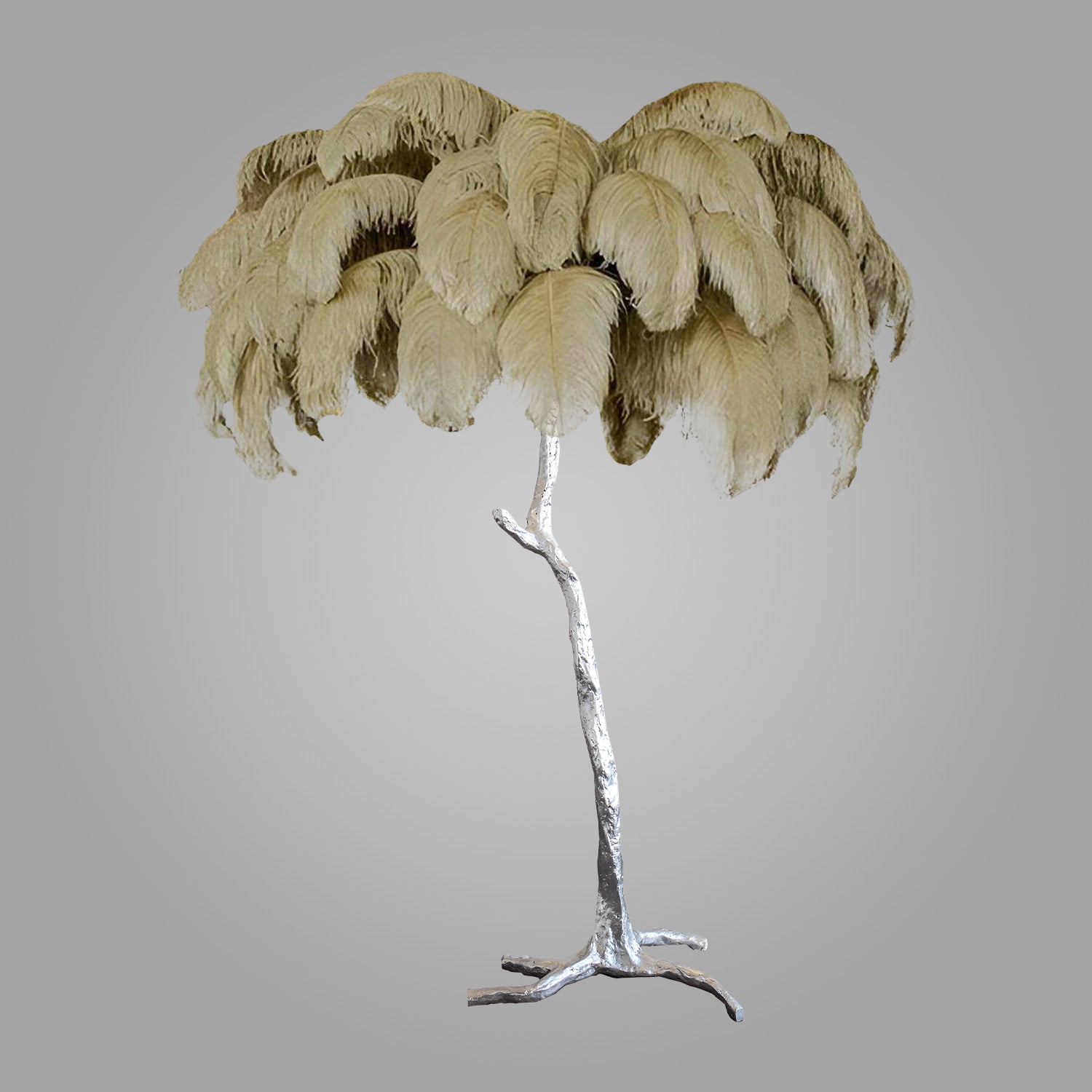 Ostrich Feather Brass Floor Lamp_LD034