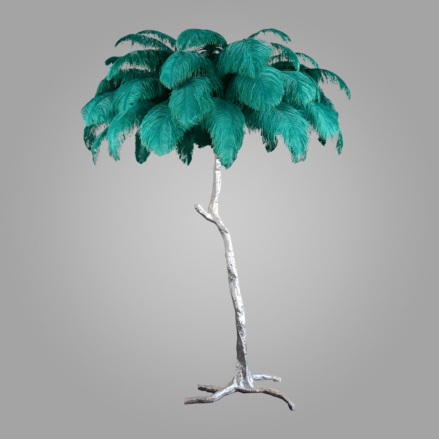 Ostrich Feather Brass Floor Lamp_LD036