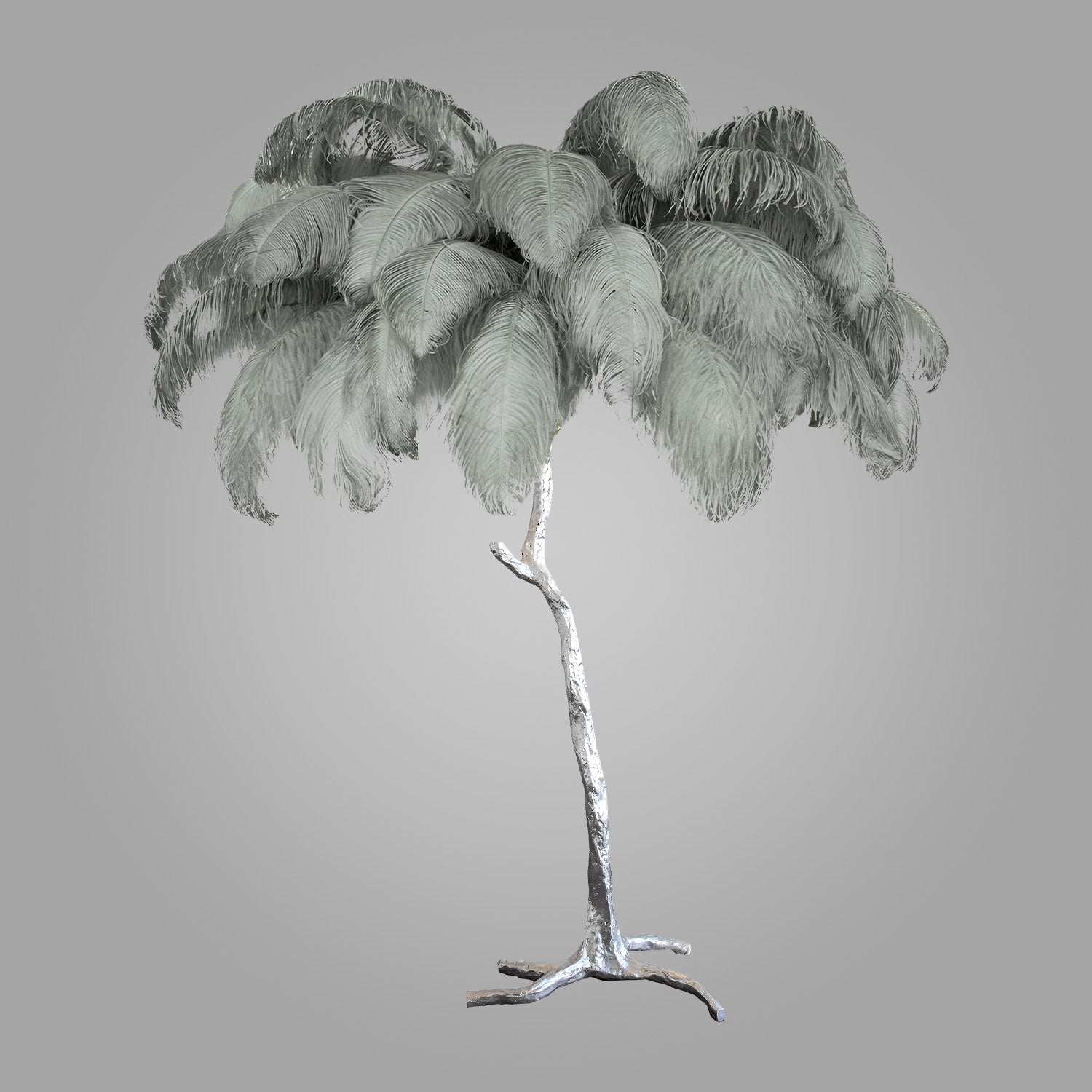 Ostrich Feather Brass Floor Lamp_LD037