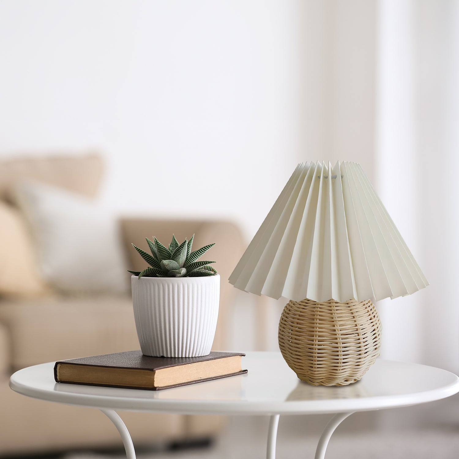 Natural Weave Pleated Table Lamp